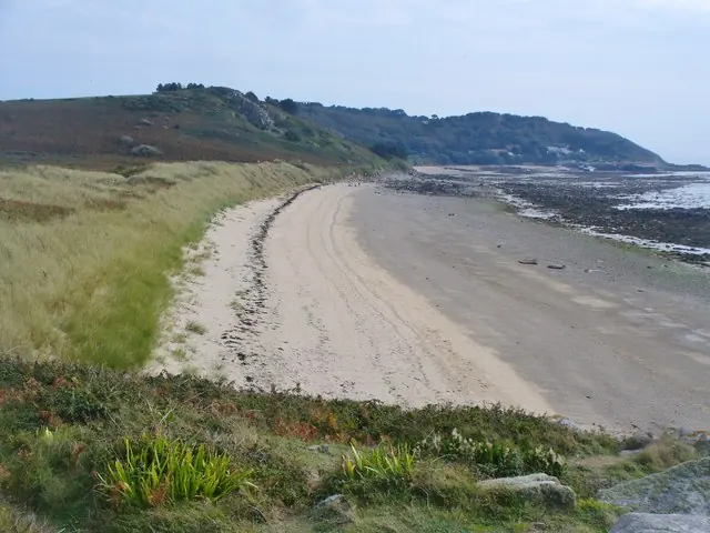 Bear’s Beach and the path beside Herm Common on the west coast of Herm.