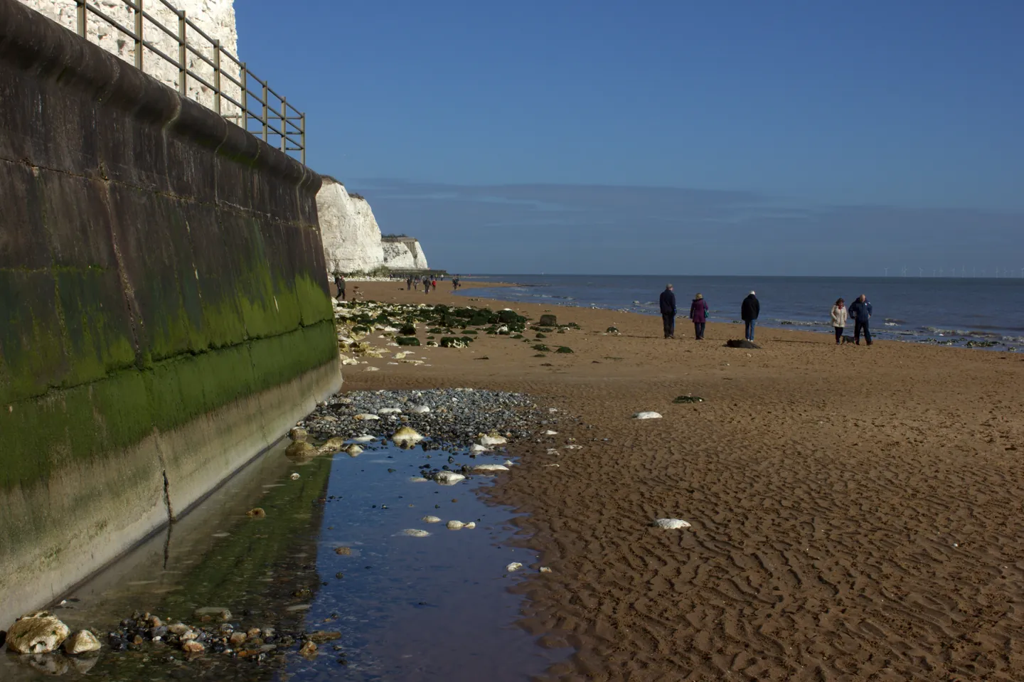 The shore beneath the chalk cliffs at East Cliff in Ramsgate