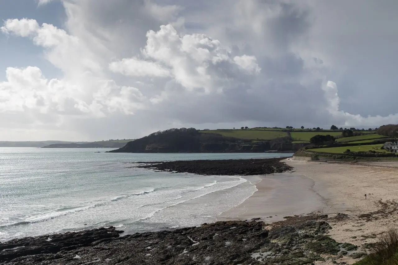 Looking across Gyllyngvase Beach, Falmouth, Cornwall