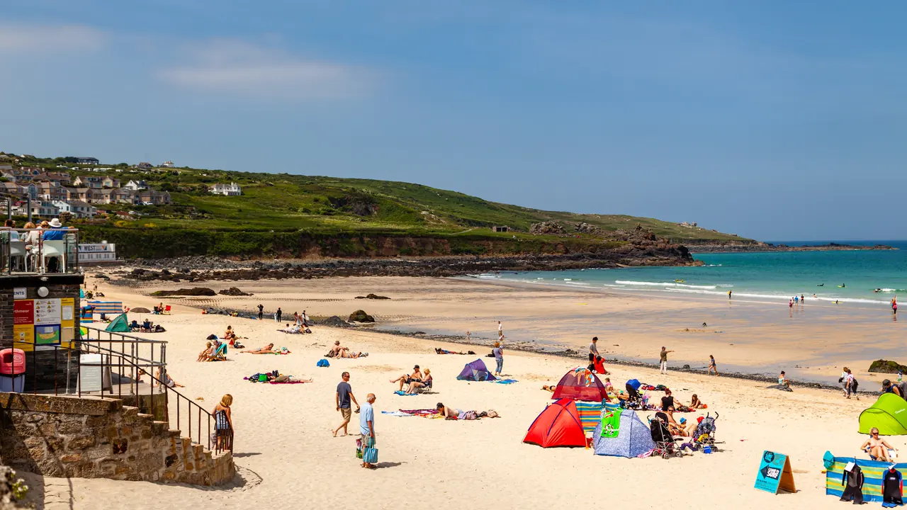 St Ives Cornwall Porthmeor Beach westlich