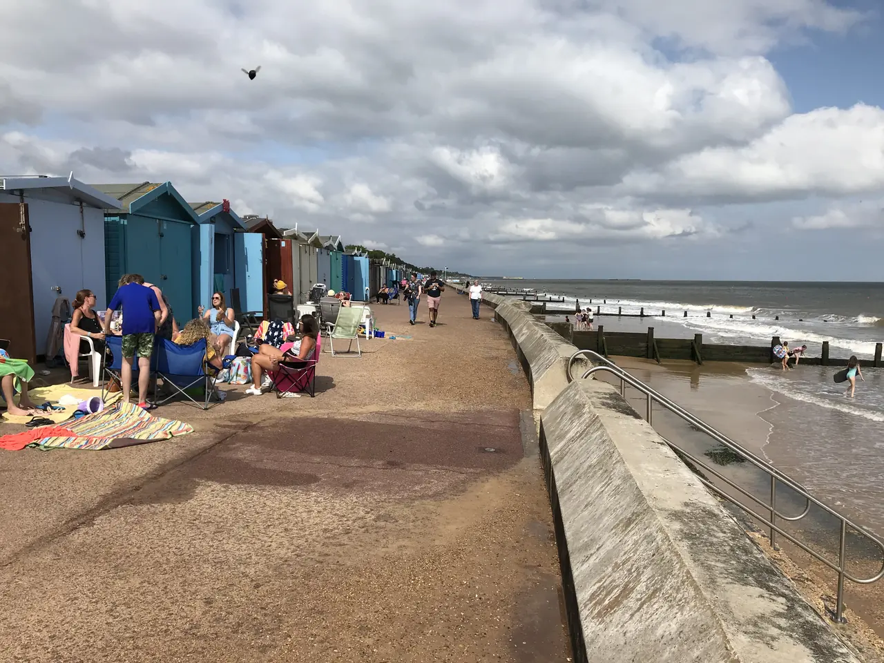 Beach huts on the sea front at Frinton-on-Sea