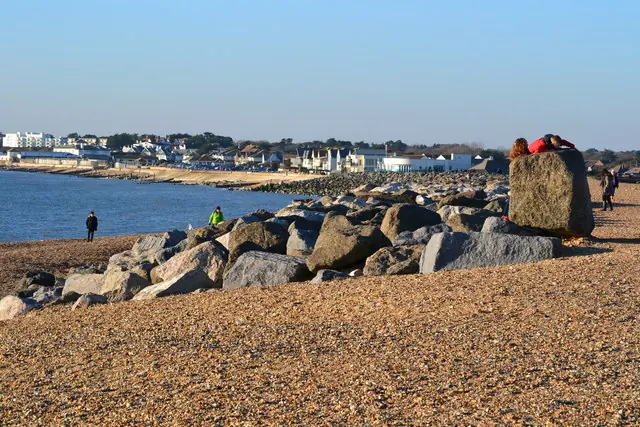 On Hurst Spit, looking towards Milford on Sea