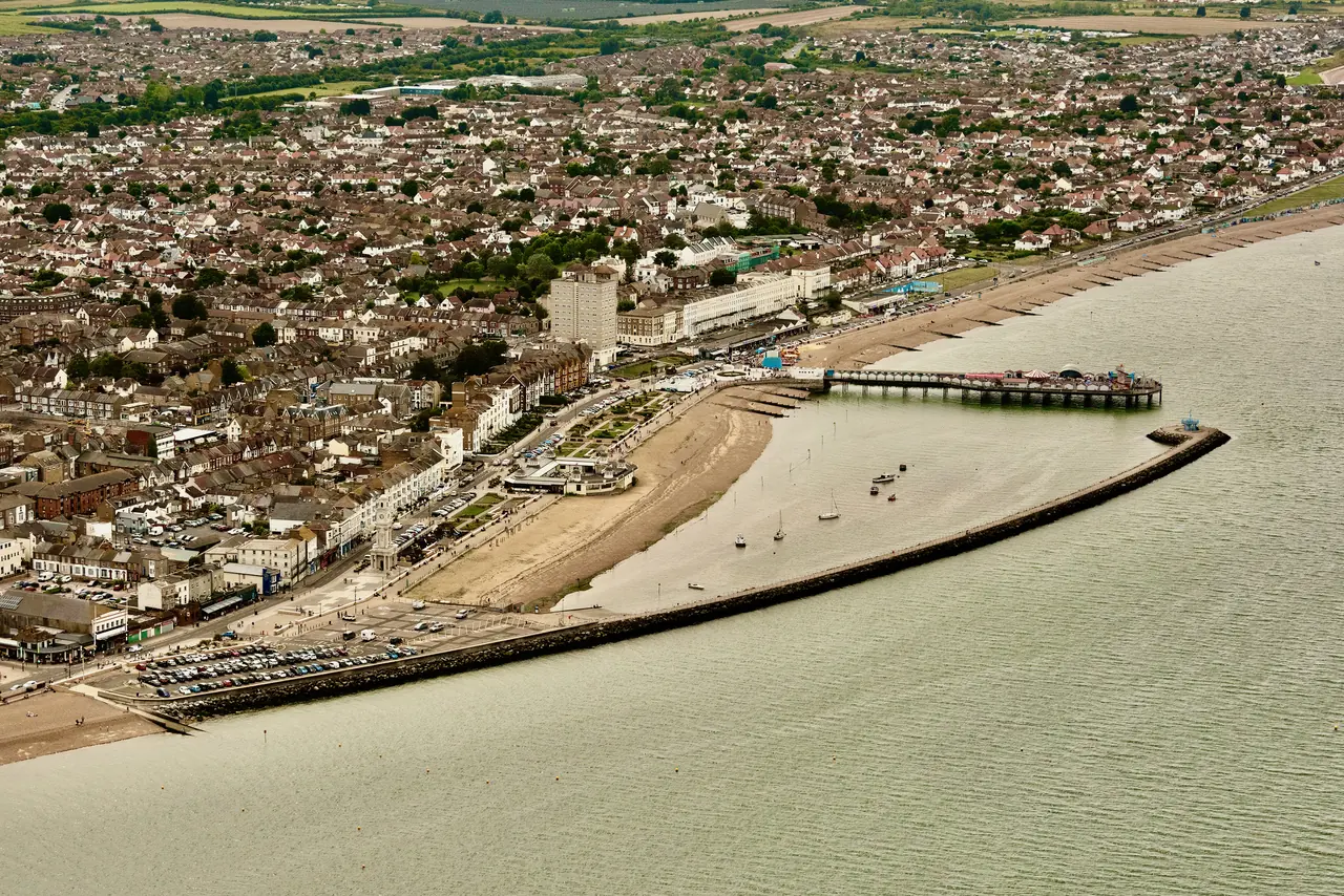 Aerial view of Herne Bay in Kent UK