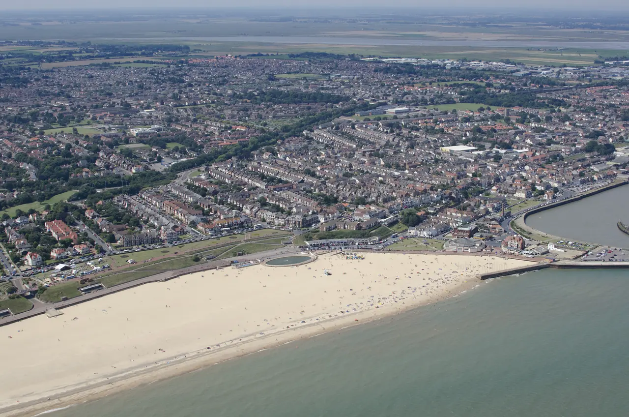 Beautiful Saturday afternoon in July. Gorleston aerial image - Norfolk UK