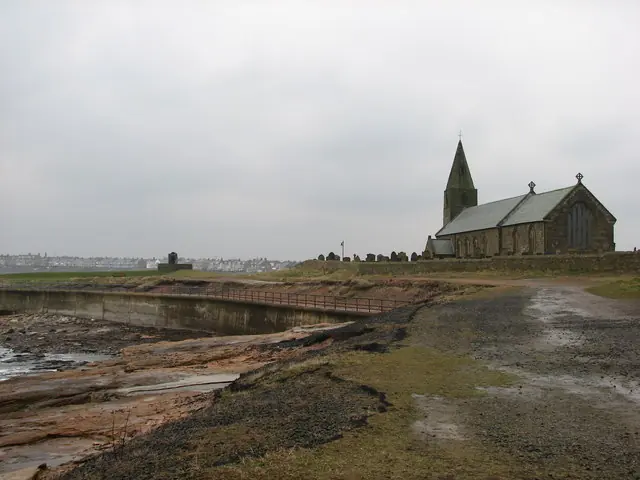 Newbiggin Point - Newbiggin-By-The-Sea, Northumberland. Newbiggin-By-The-Sea is situated on the Northumberland coast, 15 miles north-east of Newcastle. Here, at Newbiggin Point.