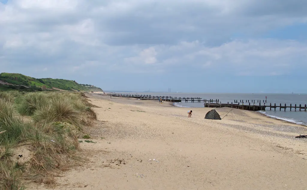 Denes, beach and groynes, Gunton Denes, Lowestoft