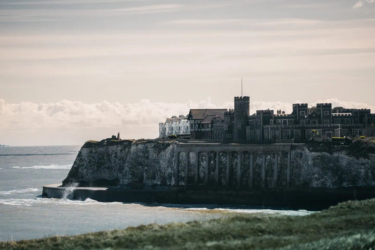 Kingsgate Castle above the beach and sea at Broadstairs