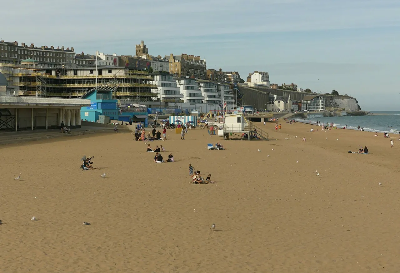 The sandy beach and seafront at Ramsgate Main Sands