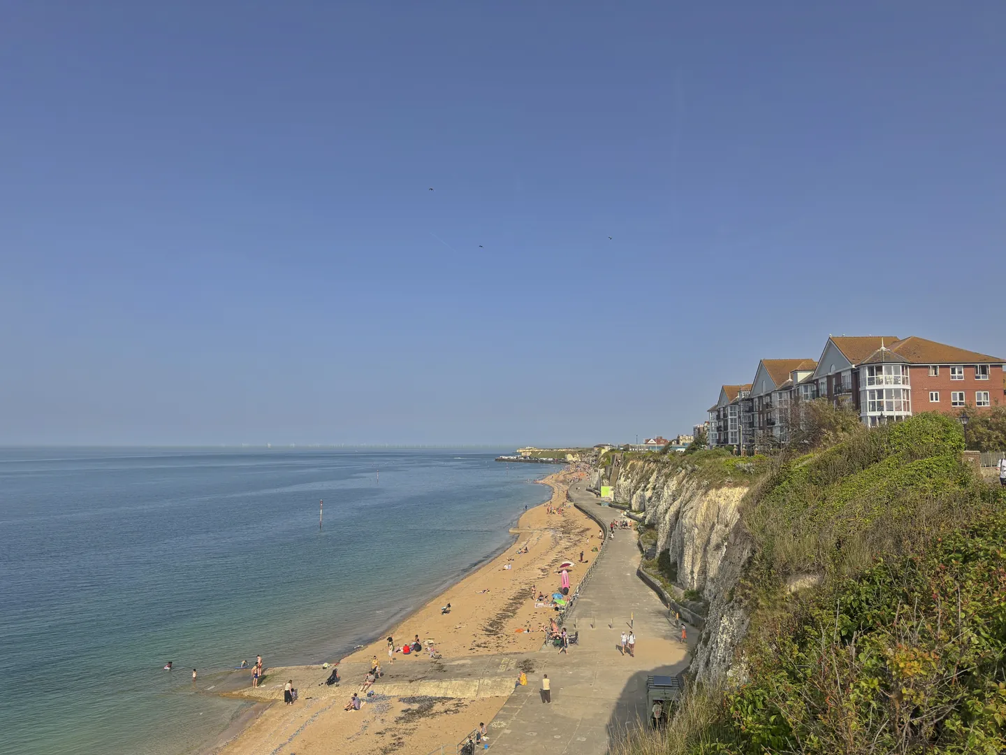 Walpole Bay and the promenade beneath the cliffs at Cliftonville